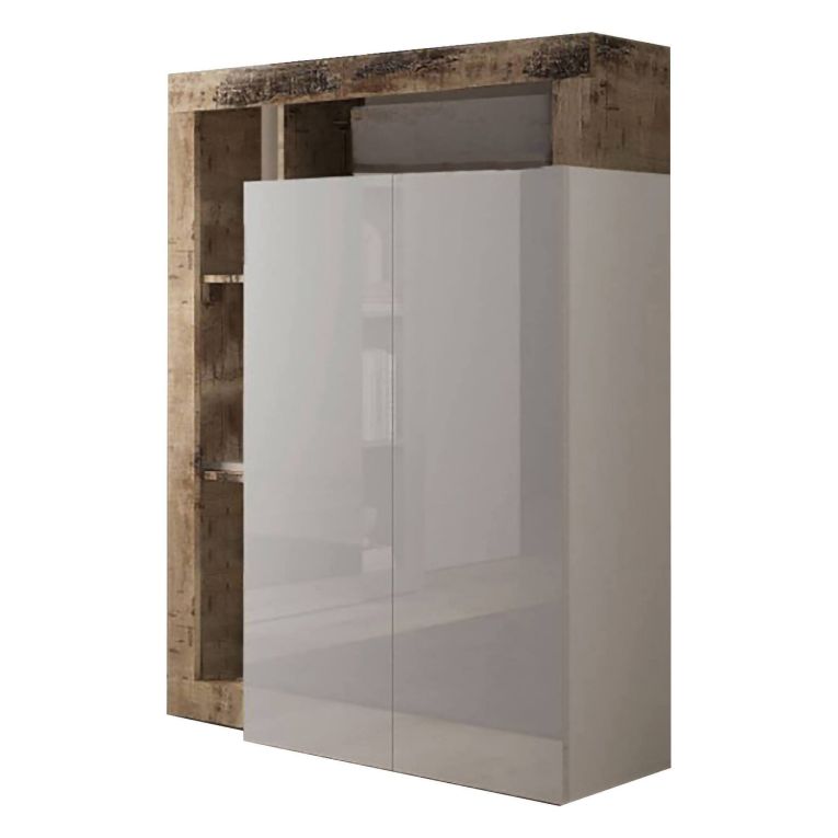 Armadio bianco lucido e rovere ante battenti 78x116h cm - Cipresso