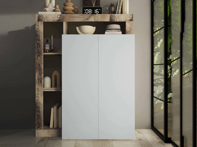 Armadio bianco lucido e rovere ante battenti 78x116h cm - Cipresso