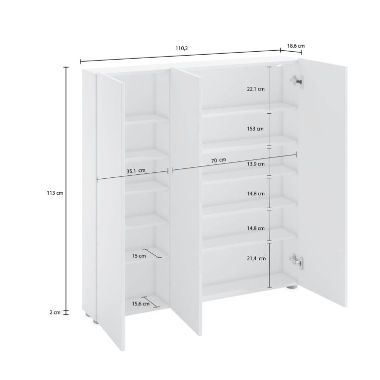 Armadio bianco lucido multiuso 110x115h cm - Onice