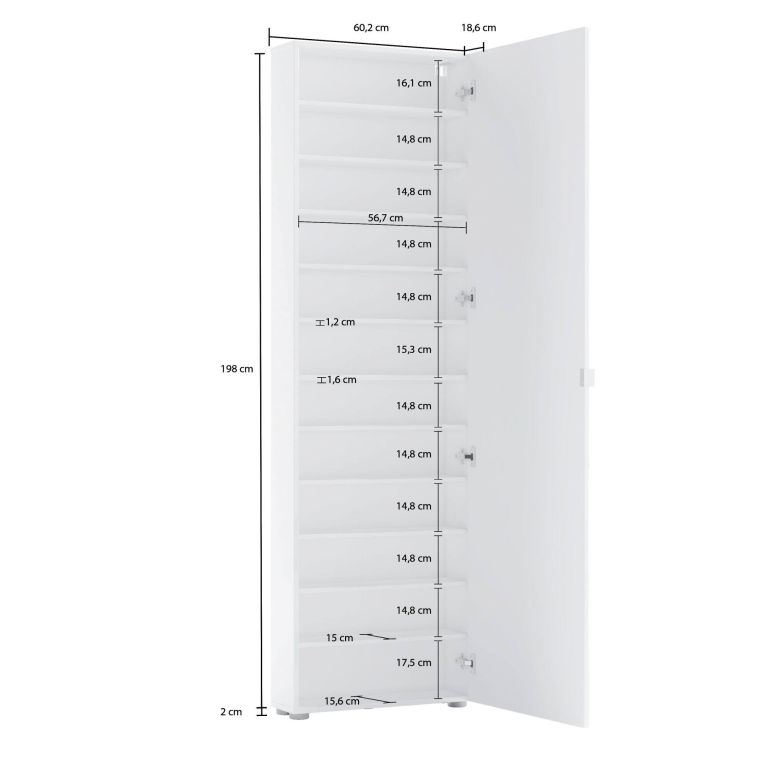 Armadio bianco lucido salvaspazio 60x200h cm - Ippolita