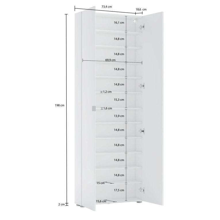 Armadio bianco lucido salvaspazio 70x200h cm - Crisocolla