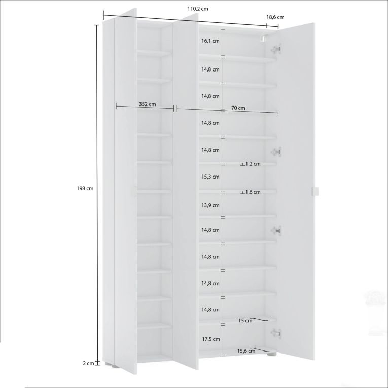 Armadio bianco lucido slim 11x200h cm - Enza
