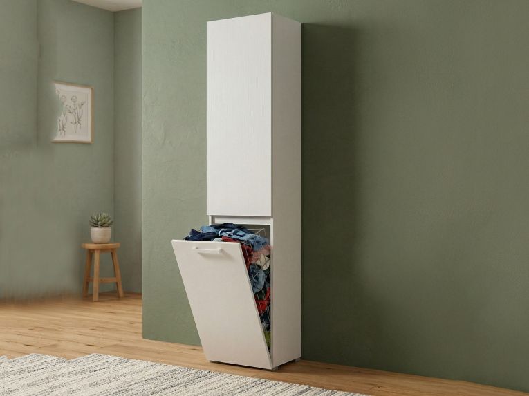 Armadio bianco portabiancheria 45x195h cm - Aro