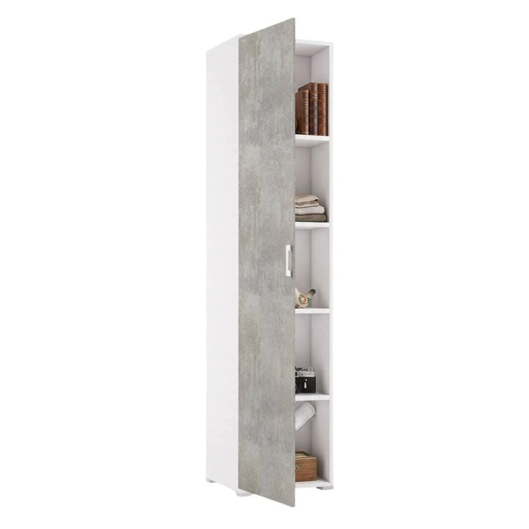Armadio cemento e bianco 1 anta 45x195h cm - Aloise