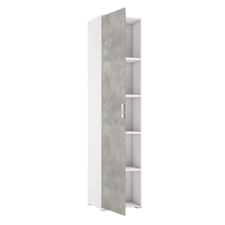 Armadio cemento e bianco 1 anta 45x195h cm - Aloise