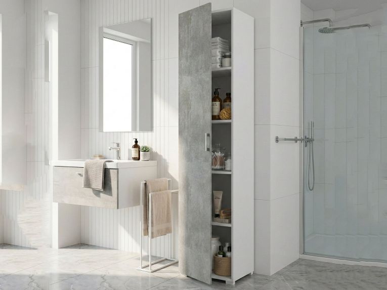 Armadio cemento e bianco 1 anta 45x195h cm - Aloise