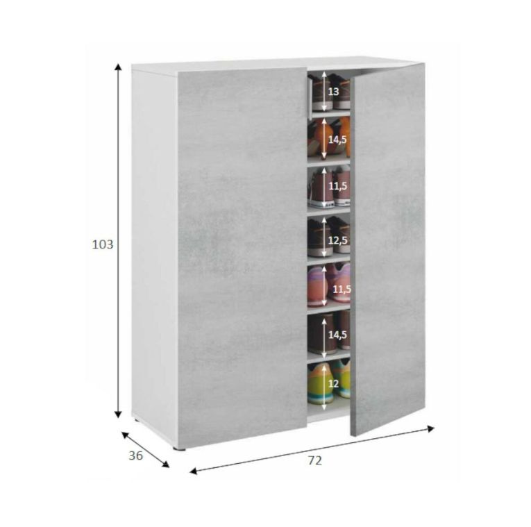 Armadio cemento e bianco 2 ante 72x103h cm - Athenodora