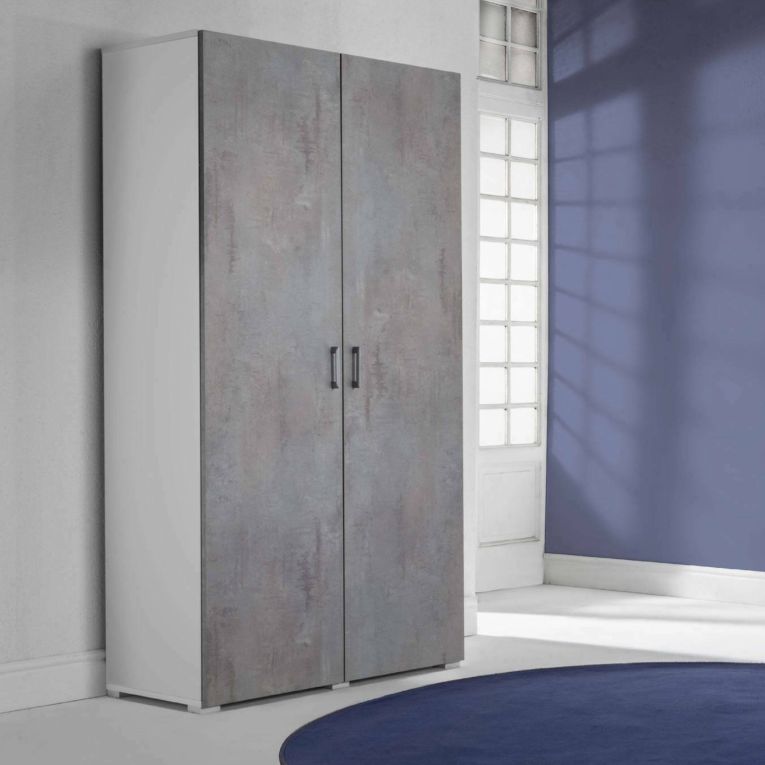 Armadio cemento e bianco 2 ante 90x195h cm - Aliosha