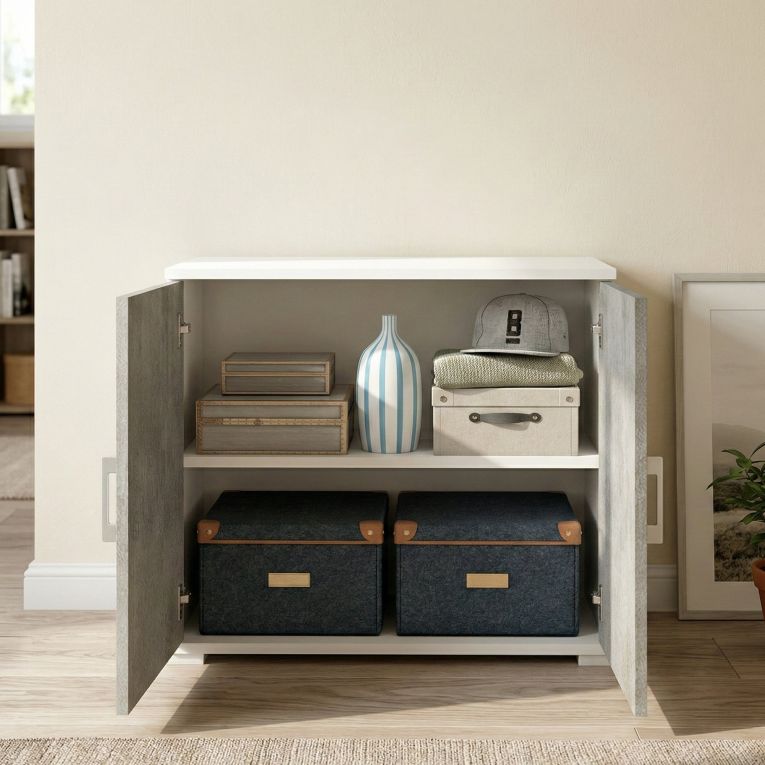 Armadio cemento e bianco 2 ante 90x66h cm - Serafinito
