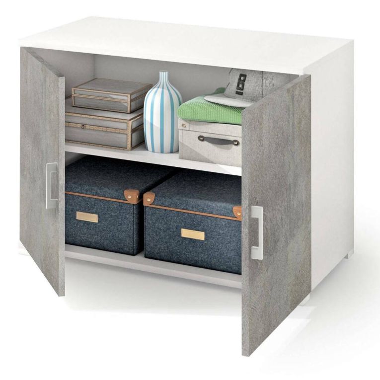 Armadio cemento e bianco 2 ante 90x66h cm - Serafinito