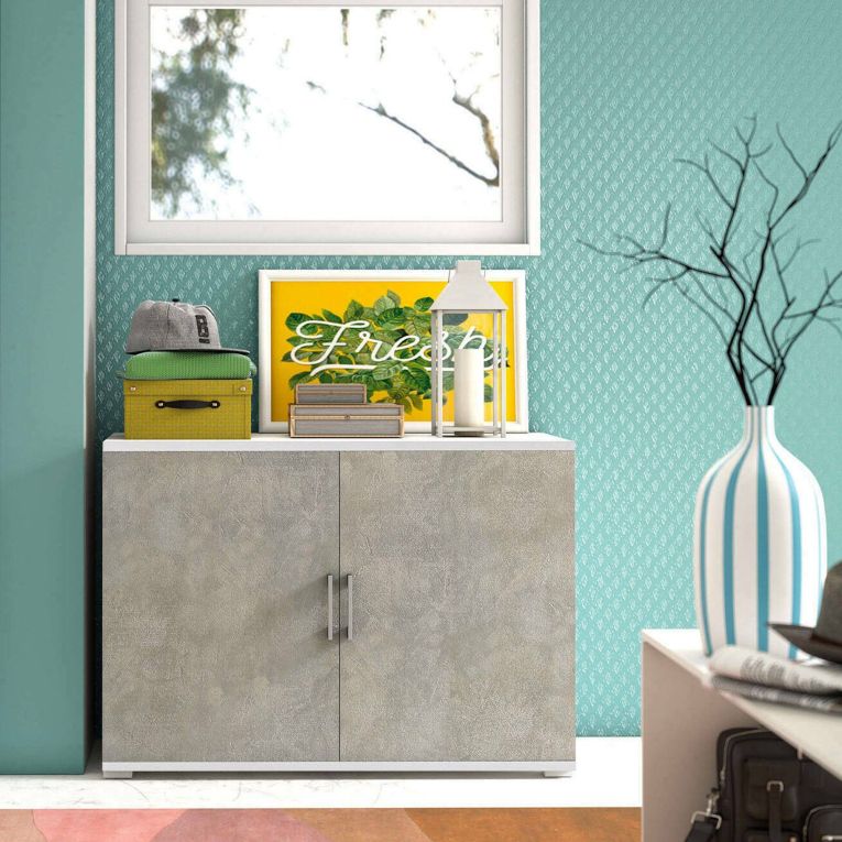 Armadio cemento e bianco 2 ante 90x66h cm - Serafinito