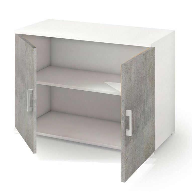 Armadio cemento e bianco 2 ante 90x66h cm - Serafinito
