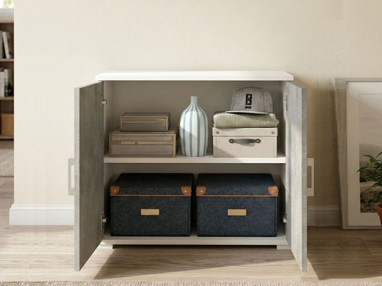 Armadio cemento e bianco 2 ante 90x66h cm - Serafinito
