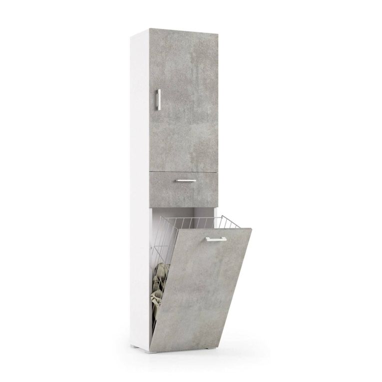Armadio cemento e bianco con cassetto 45x195h cm - Aryanne