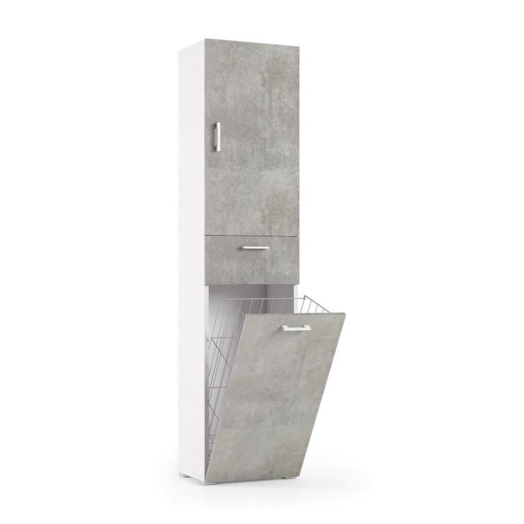 Armadio cemento e bianco con cassetto 45x195h cm - Aryanne