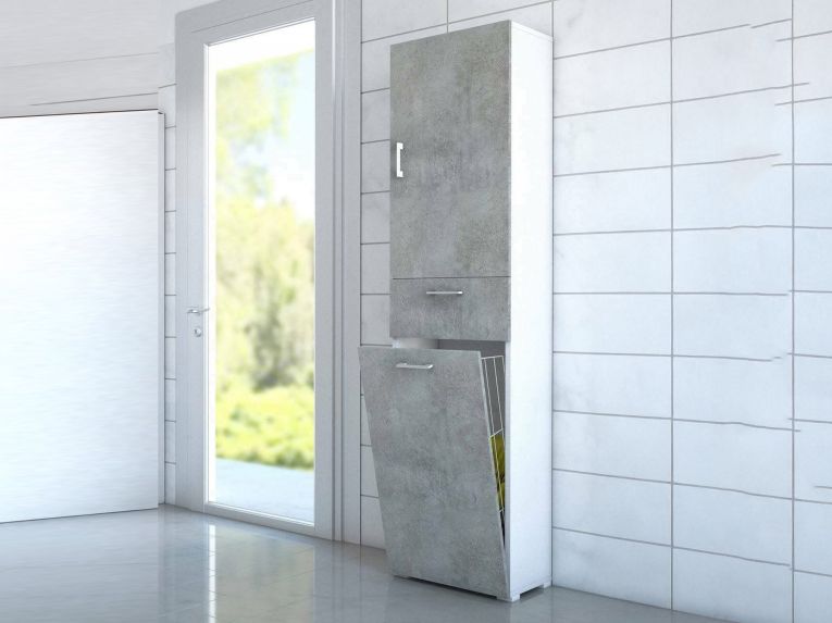 Armadio cemento e bianco con cassetto 45x195h cm - Aryanne