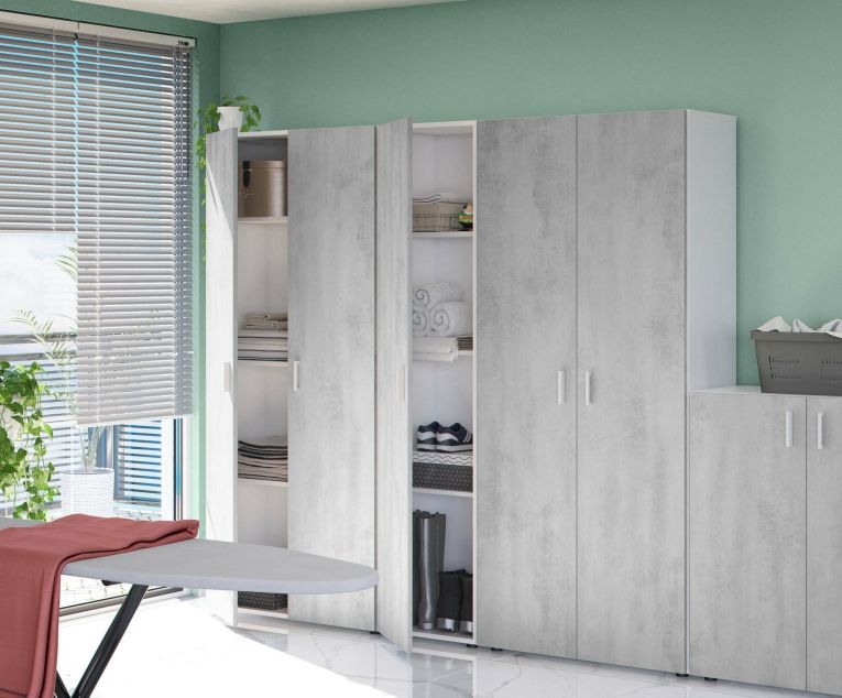 Armadio cemento e bianco cucina 80x182h cm - Ashkita