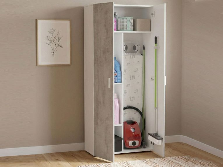 Armadio cemento e bianco cucina 80x182h cm - Ashkita