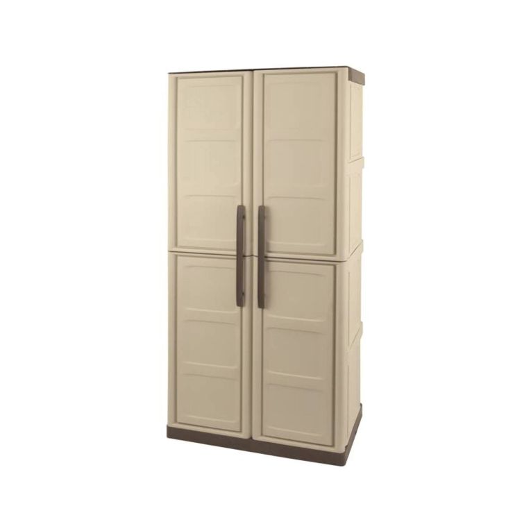 Armadio da esterno 2 ante beige e marrone 70x165h cm - Adenina
