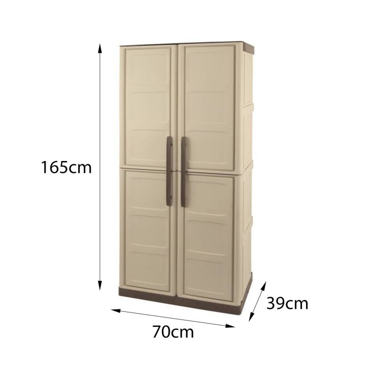 Armadio da esterno 2 ante beige e marrone 70x165h cm - Adenina
