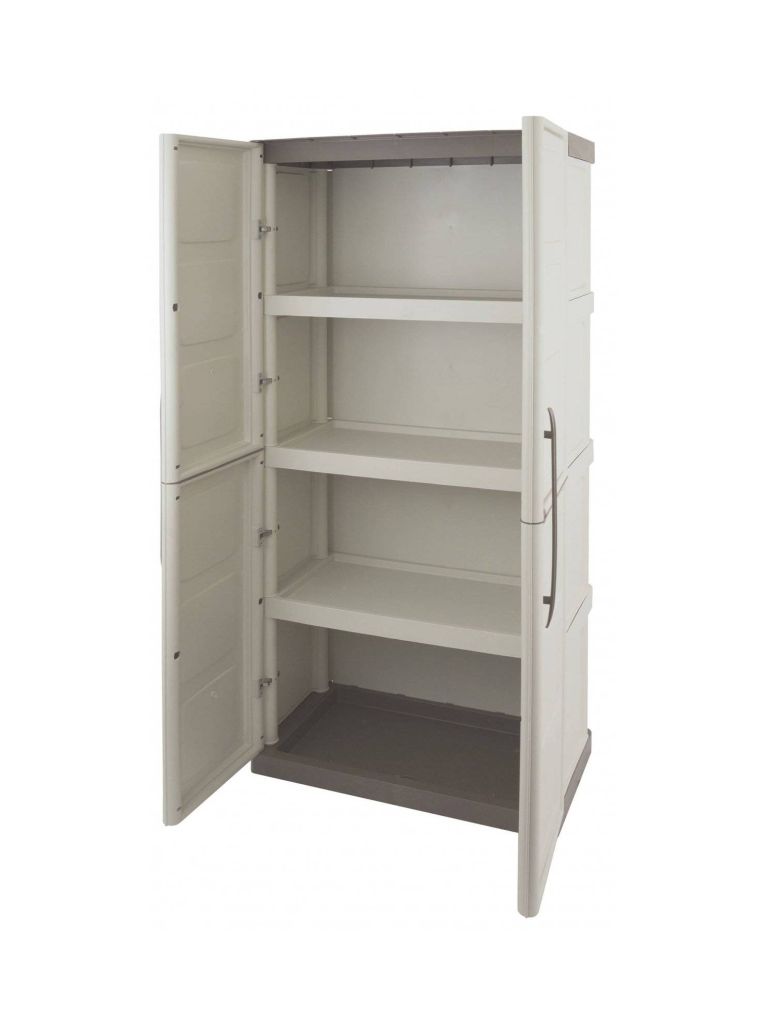 Armadio da esterno 2 ante beige e marrone 70x165h cm - Adenina