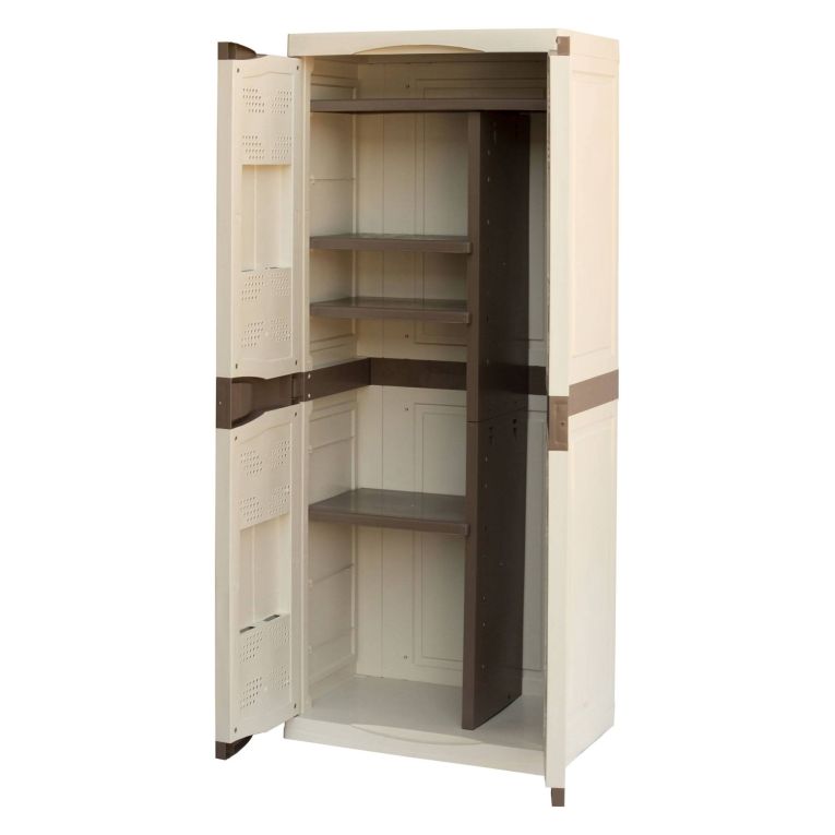 Armadio da esterno 2 ante beige e marrone 70x178h cm - Ipno