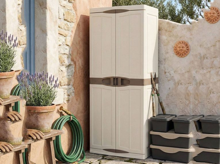 Armadio da esterno 2 ante beige e marrone 70x178h cm - Ipno