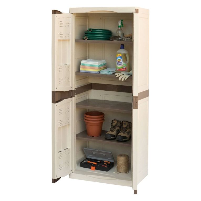 Armadio da esterno 2 ante beige e marrone 70x179h cm - Adenina
