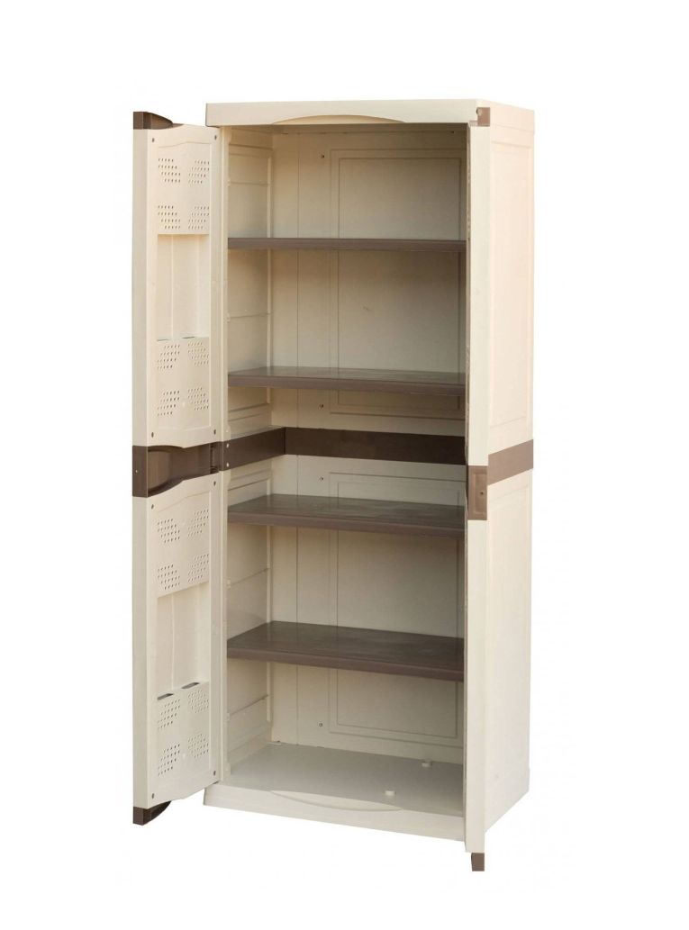 Armadio da esterno 2 ante beige e marrone 70x179h cm - Adenina