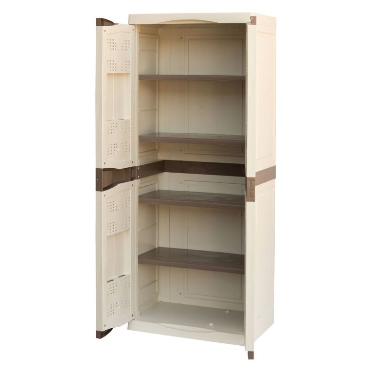 Armadio da esterno 2 ante beige e marrone 70x179h cm - Adenina