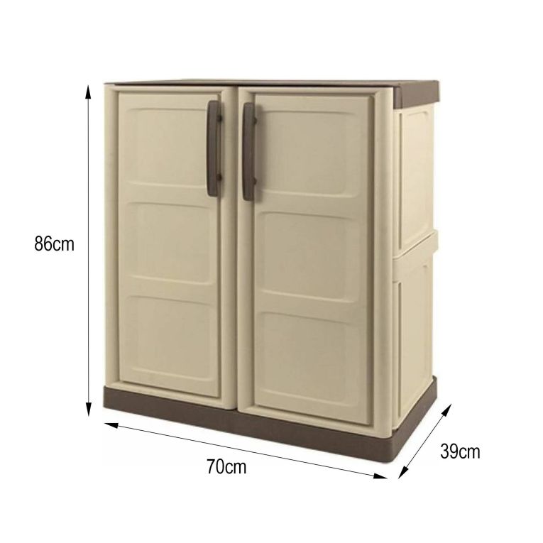Armadio da esterno 2 ante beige e marrone 70x85h cm - Acira