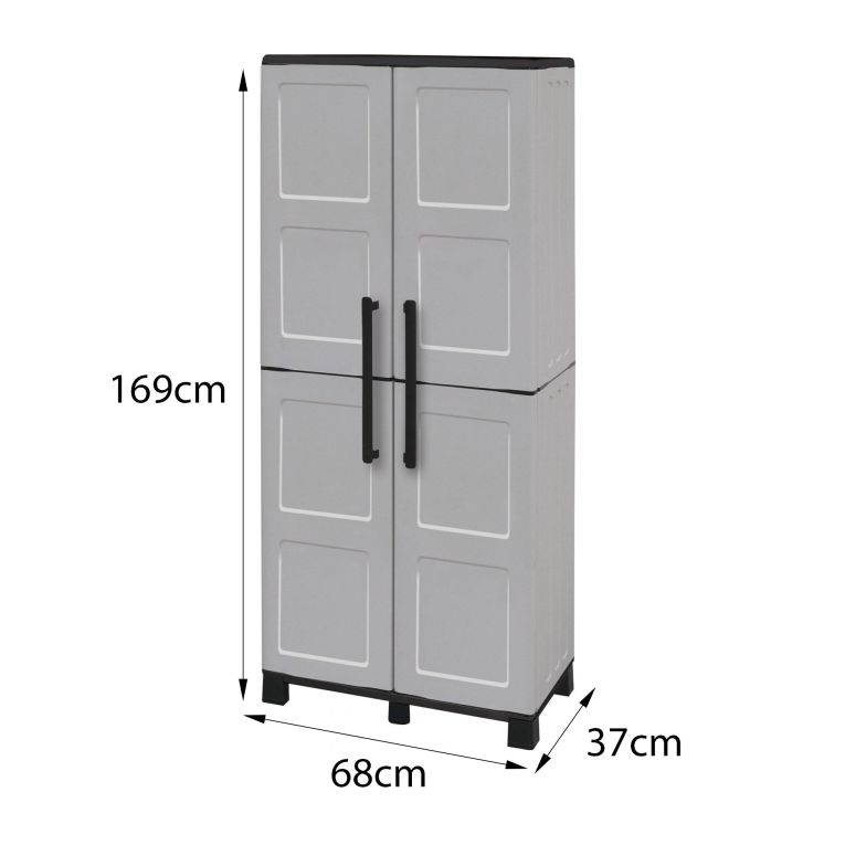 Armadio da esterno 2 ante grigio chiaro e nero 68x169h cm - Ash
