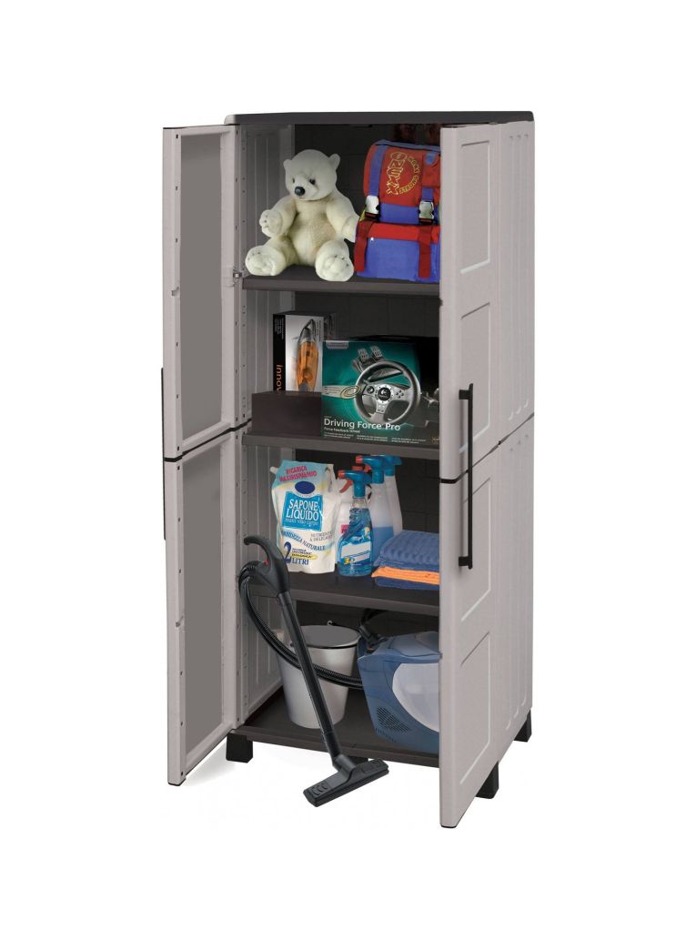 Armadio da esterno 2 ante grigio chiaro e nero 68x169h cm - Ash