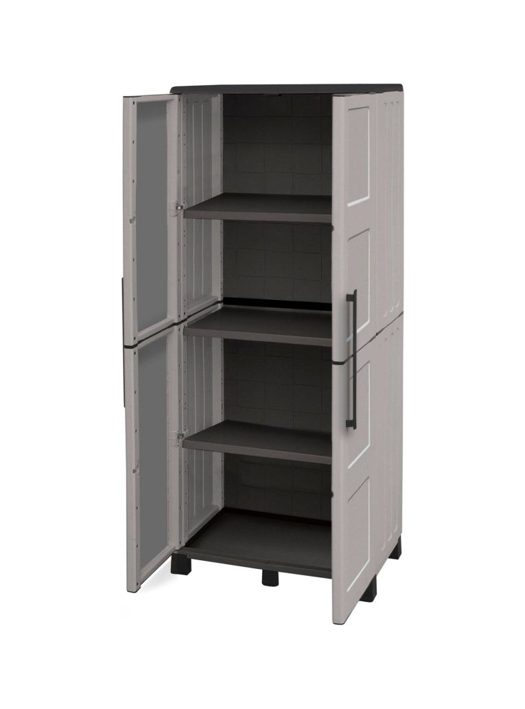 Armadio da esterno 2 ante grigio chiaro e nero 68x169h cm - Ash