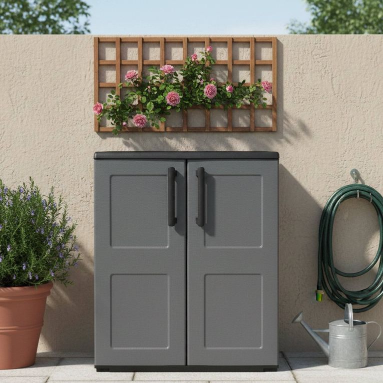 Armadio da esterno 2 ante grigio e nero 68x84h cm - Arisa