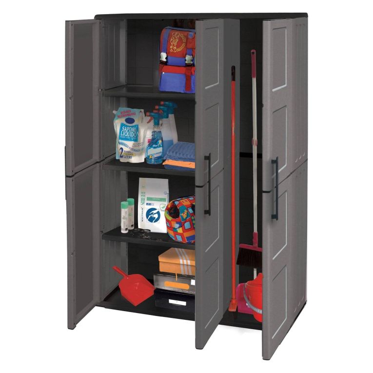 Armadio da esterno 3 ante grigio e nero 102x163h cm - Amordel