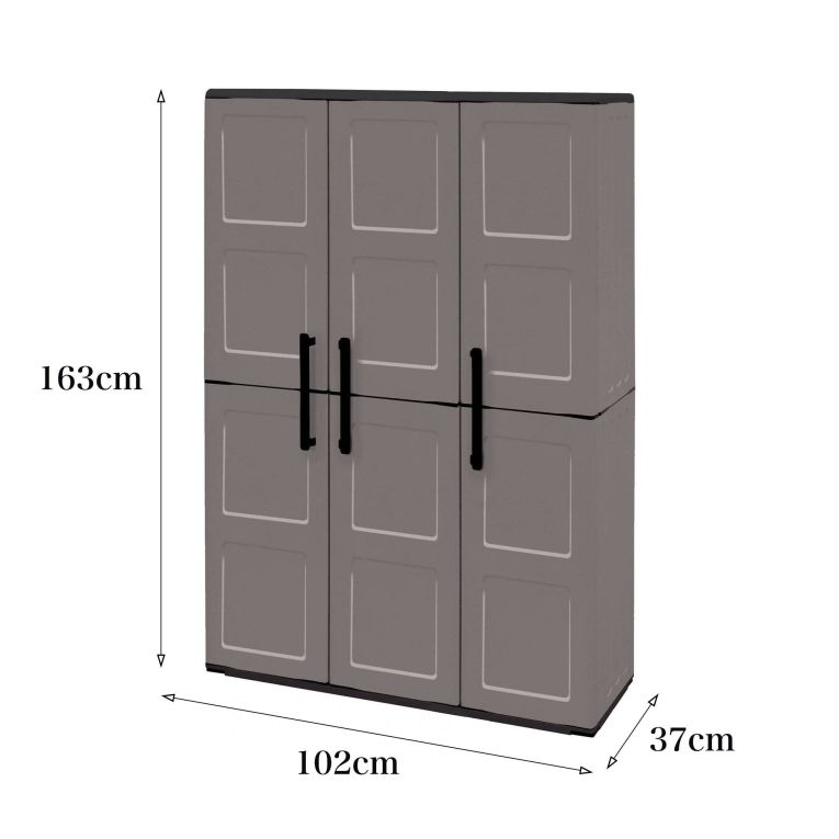 Armadio da esterno 3 ante grigio e nero 102x163h cm - Amordel