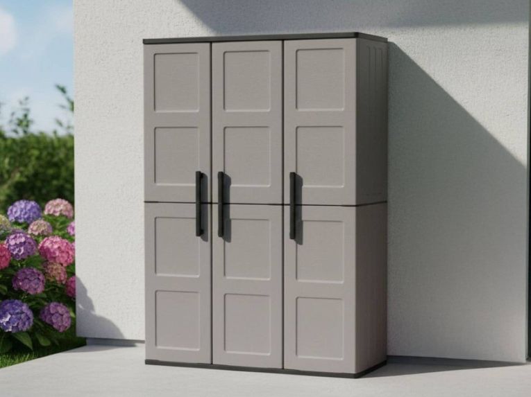 Armadio da esterno 3 ante grigio e nero 102x163h cm - Amordel