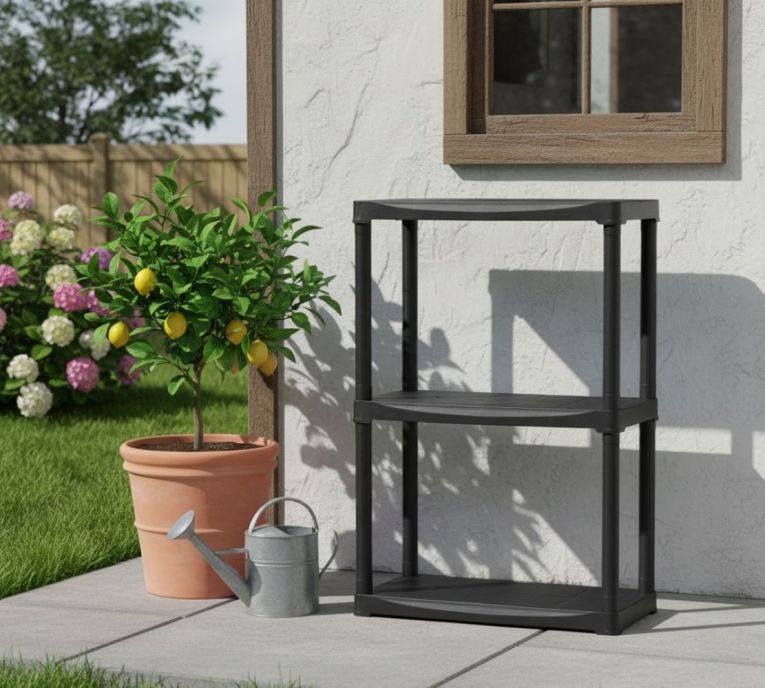Armadio da esterno Anversa, Scaffale outdoor, Armadio balcone multiuso a 1 ripiano, 100% Made in Italy, 60x30h90 cm, Antracite