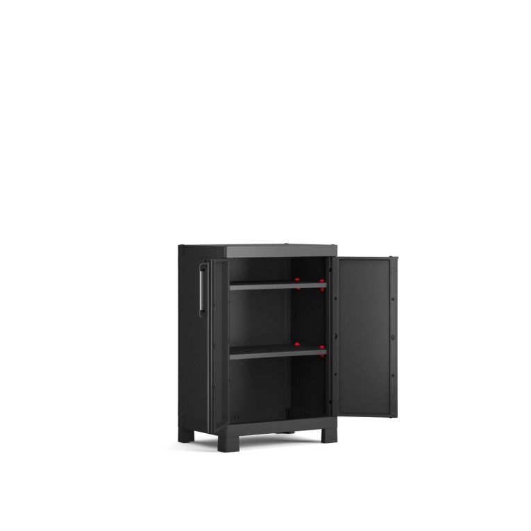 Armadio da esterno Exilles, Mobile outdoor, Mobiletto giardino multiuso, Contenitore per balcone o garage, Made in Italy, 65x45 h97 cm, Nero