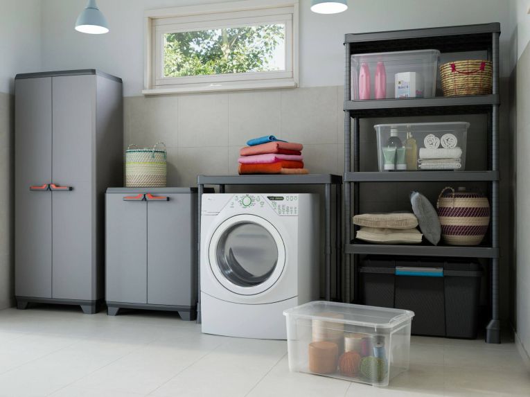 Armadio da Esterno Grigio 3 Ripiani Apertura Battente 68x39x173h cm, 2 Ante Made in Italy - Cochrane