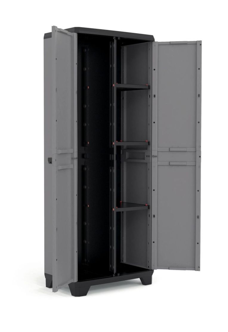 Armadio da Esterno Grigio 3 Ripiani Apertura Battente 68x39x173h cm, 2 Ante Made in Italy - Cochrane