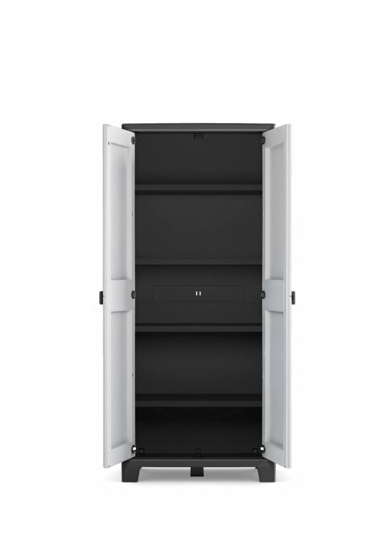 Armadio da Esterno Grigio 4 Ripiani Apertura Battente 80x44x182h cm, 2 Ante Made in Italy - Oshawa