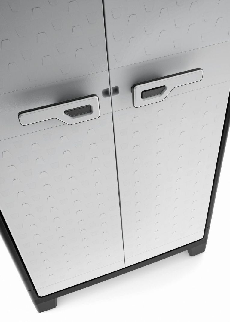 Armadio da Esterno Grigio 4 Ripiani Apertura Battente 80x44x182h cm, 2 Ante Made in Italy - Oshawa