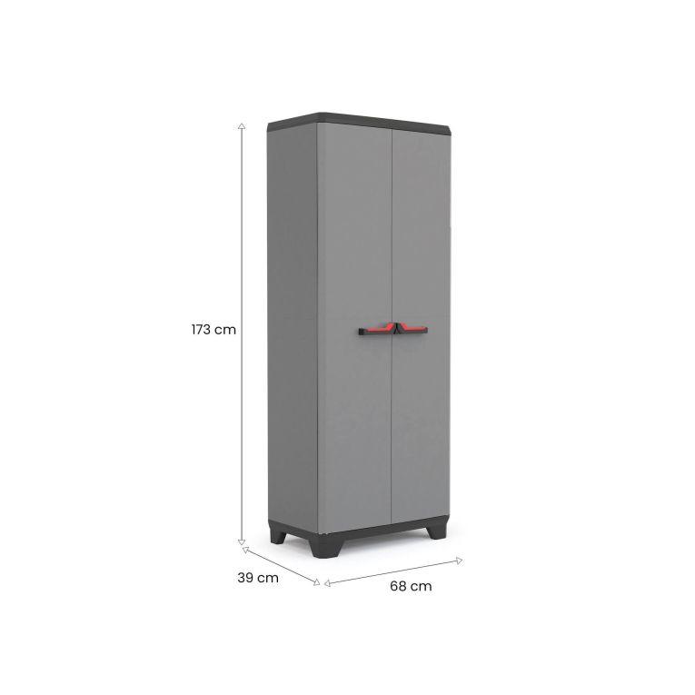 Armadio da Esterno Grigio Chiaro 3 Ripiani Apertura Battente 68x39x173h cm, Un'anta Made in Italy - Cochrane