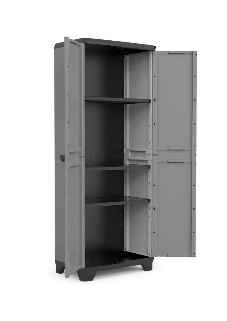 Armadio da Esterno Grigio Chiaro 3 Ripiani Apertura Battente 68x39x173h cm, Un'anta Made in Italy - Cochrane