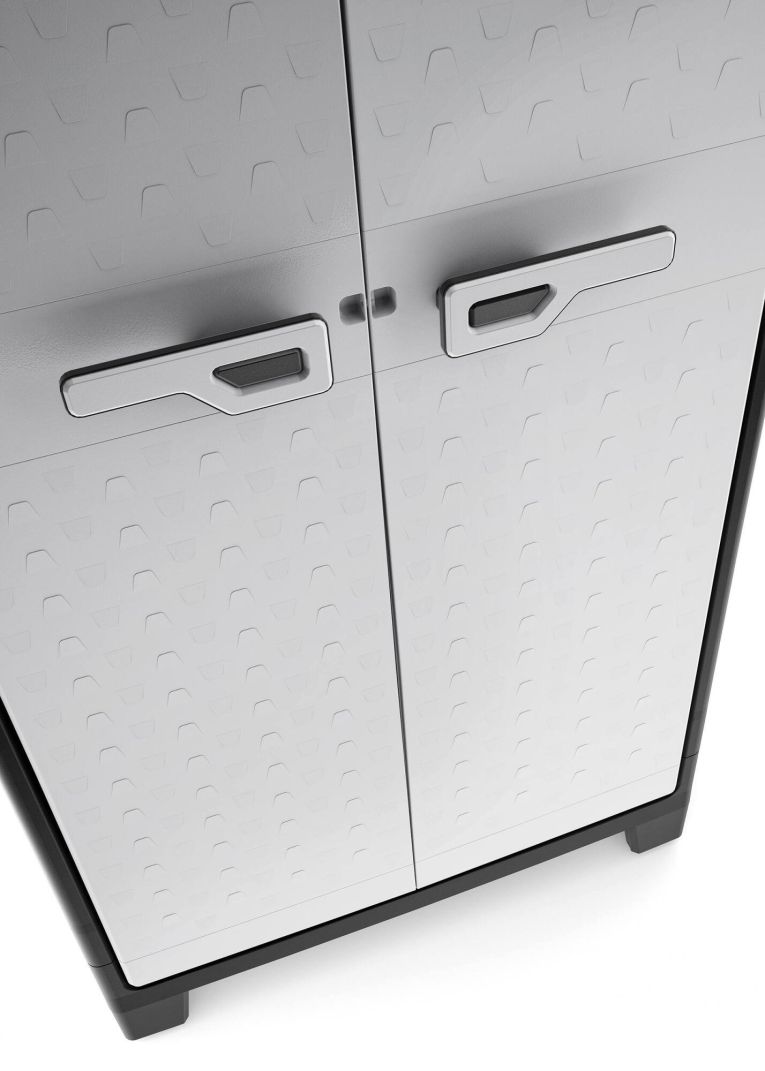 Armadio da Esterno Grigio Chiaro 8 Ripiani Apertura Battente 80x44x182h cm, 2 Ante Made in Italy - Oshawa