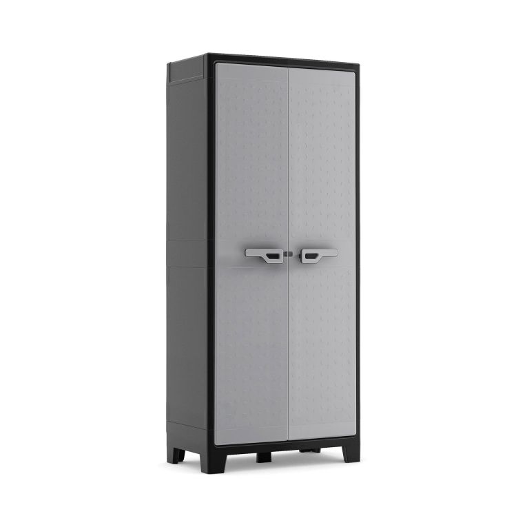 Armadio da Esterno Grigio Chiaro 8 Ripiani Apertura Battente 80x44x182h cm, 2 Ante Made in Italy - Viddalba