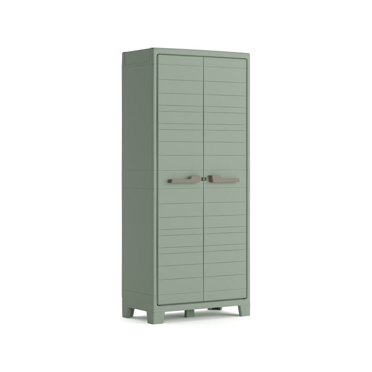 Armadio da Esterno Grigio Chiaro Verde 4 Ripiani Apertura Battente 80x44x182h cm, 2 Ante Made in Italy - Quesnel