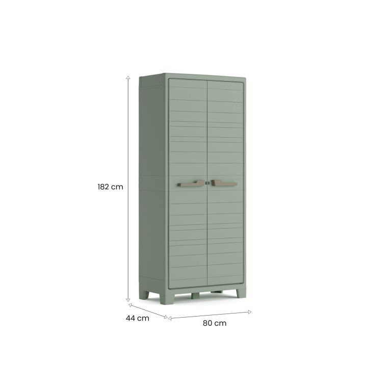 Armadio da Esterno Grigio Chiaro Verde 4 Ripiani Apertura Battente 80x44x182h cm, 2 Ante Made in Italy - Quesnel